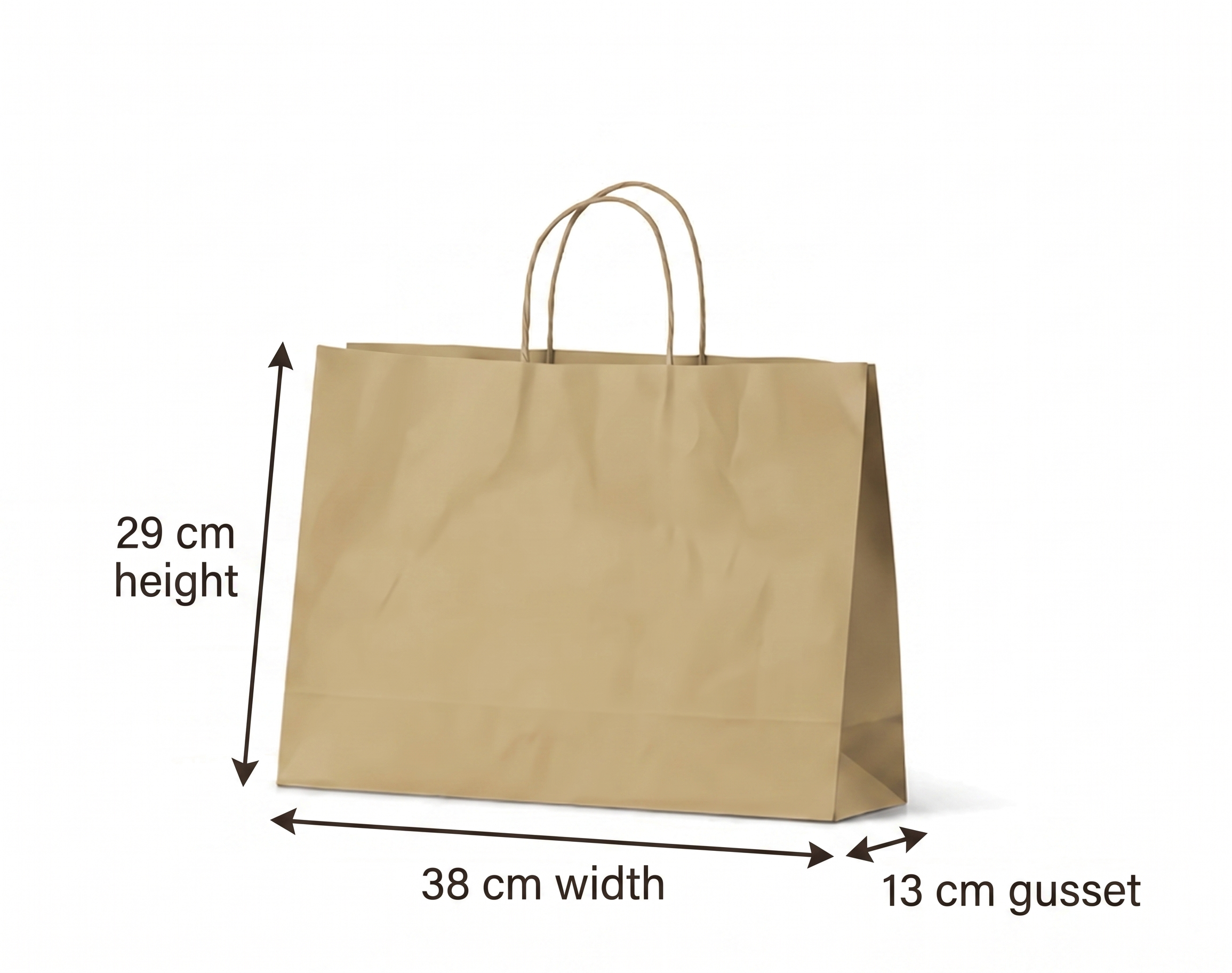 Tall Kraft Paper Carry Bag | Twisted Rope Handles | Small Size | 29x38x13cm