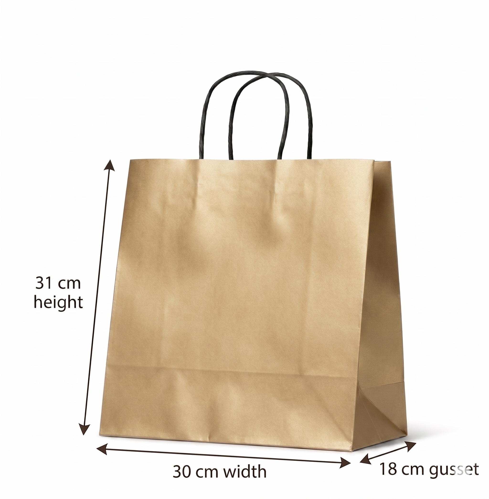 Medium Kraft Paper Bag with Twisted Handles | 31x30x18 cm